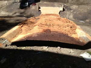 The once pristine sump guard after the Road from Hell